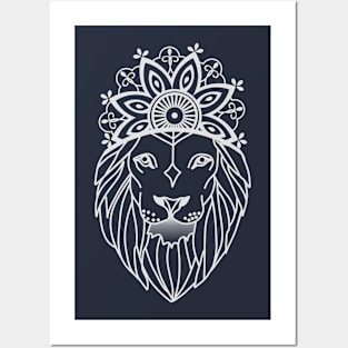 Henna Lion Mandala Posters and Art